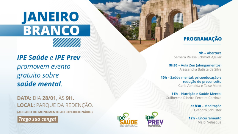 Janeiro Branco: IPE Saúde e IPE Prev promovem evento gratuito sobre saúde mental