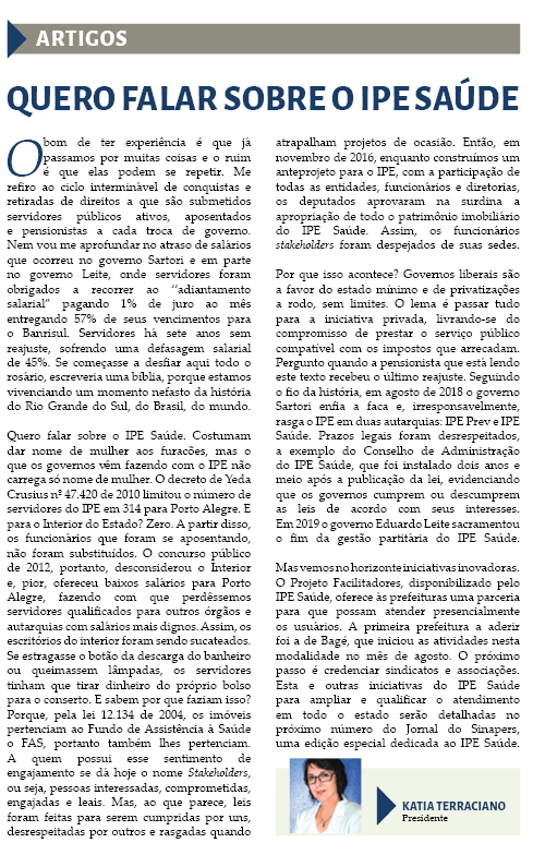 Quero falar sobre o IPE Sa&uacute;de 
