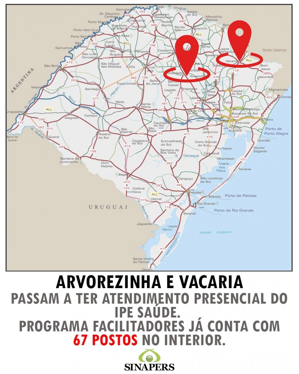 Arvorezinha e Vacaria passam a ter atendimento presencial do IPE Saúde