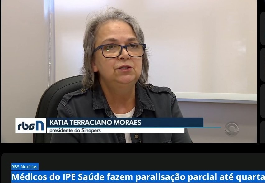 Sinapers se manifesta no RBS Notícias sobre paralisação dos médicos 