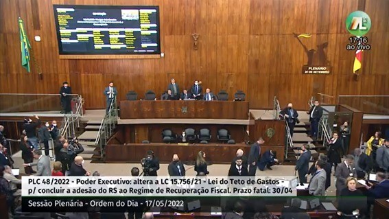 Deputados votam o PLC 48/2022 que encaminha a aprovação  do Regime de Recuperação Fiscal