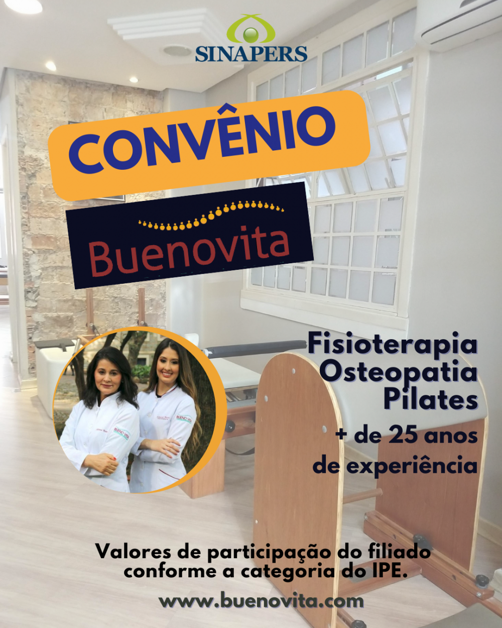 Convênio de Fisioterapia, Osteopatia e Pilates para filiados 