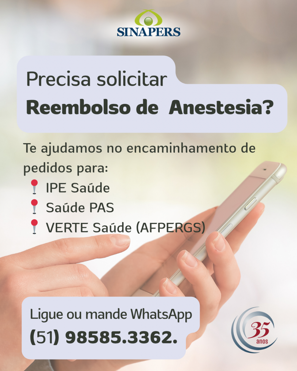 Peça seu reembolso de anestesia com o nosso auxílio. 